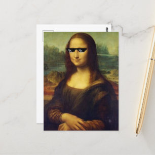 Cartão Postal Legal Mona Lisa vestindo óculos Leonardo Da Vinci