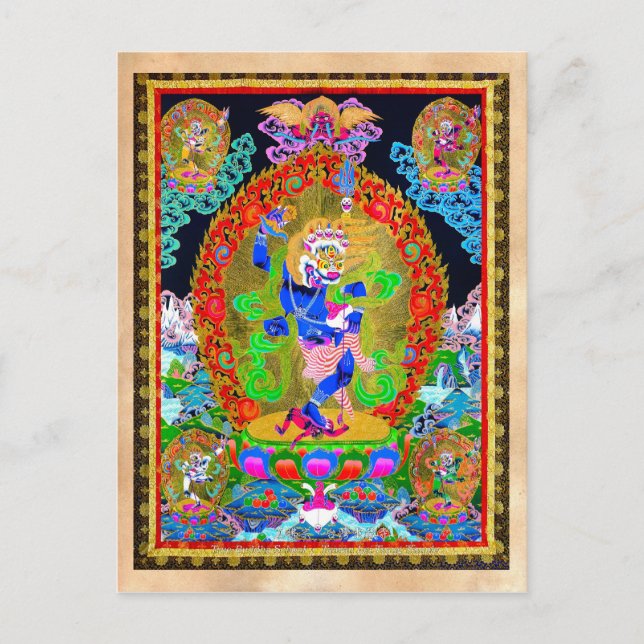 Cartão Postal Legal oriental tibetana thangka Simhavaktra Dakini (Frente)
