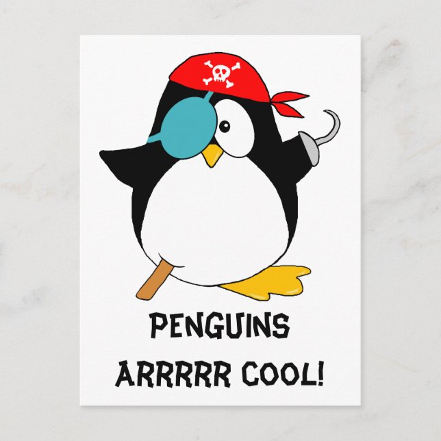Cartão Postal Legal Pinguim Pirata (Frente)