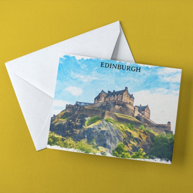 Cartão Postal Legal pintura em castelo de Edinburgh Scotland (edinburgh scotland watercolor castle)