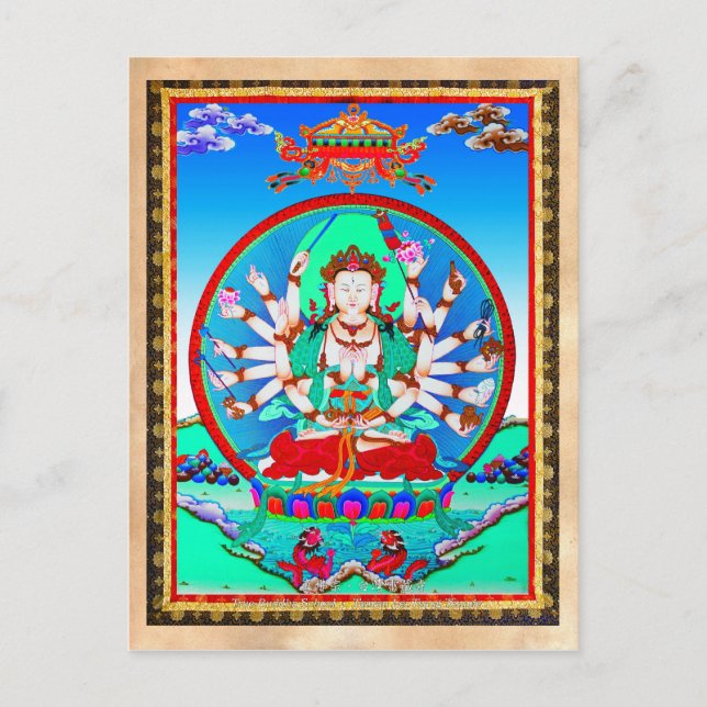Cartão Postal Legal tatuagem tibetana thangka Cundhi Bodhisattva (Frente)