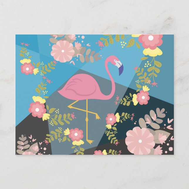 Cartão Postal Legal Trendy Chic Cute Pink Girly Flamingo (Frente)