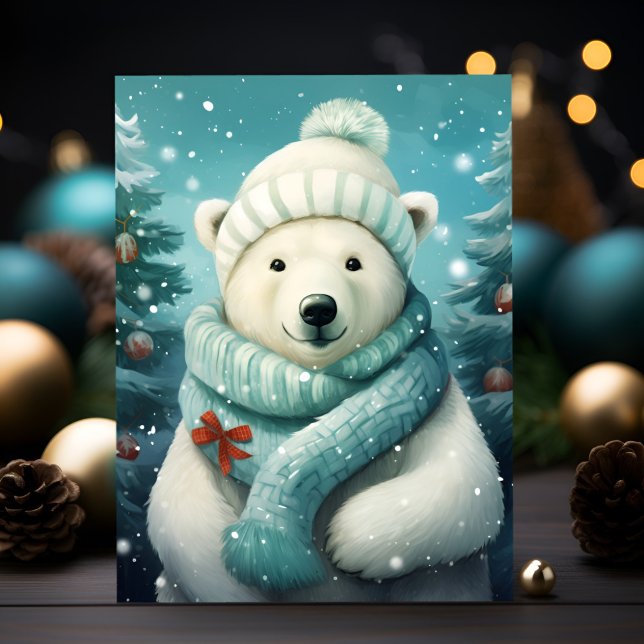 Cartão Postal Legenda de Natal do Urso Polar com Arco Festivo (Criador carregado)