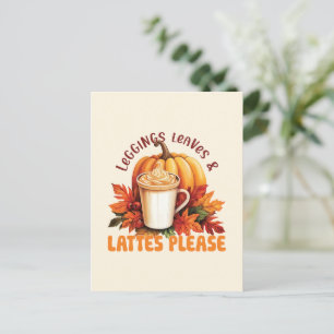 Cartão Postal Legging. Folhas e latas, por favor