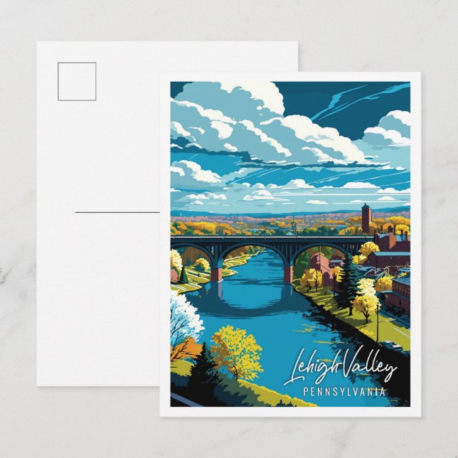Cartão Postal Lehigh Valley Pennsylvania EUA viagens vintage (Frente/Verso)