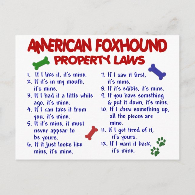 Cartão Postal Lei de Propriedade FOXHOUND AMERICANA 2 (Frente)