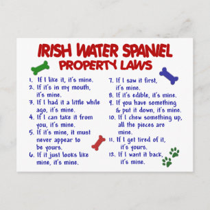 Cartão Postal Lei IRISH WATER SPANIEL relativa à propriedade 2
