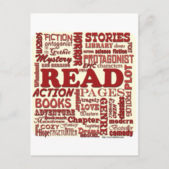 Cartão Postal Leia tudo de vermelho! (Frente)