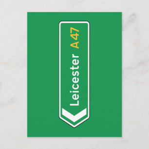 Cartão Postal Leicester, UK Road Sign