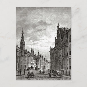 Cartão Postal Leiden do século XIX, rua principal