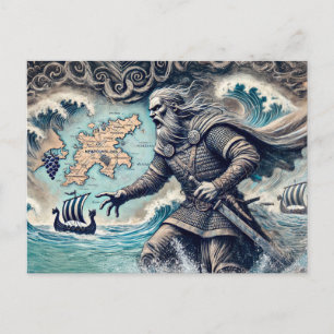 Cartão Postal Leif Erikson em Desenho a Giz Pastel