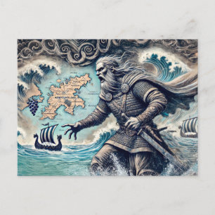 Cartão Postal Leif Erikson no Desenho de Pastel Chalk