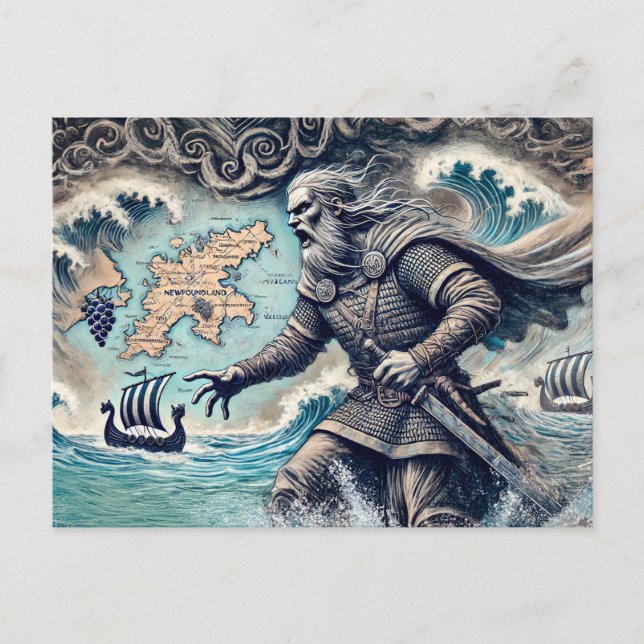 Cartão Postal Leif Erikson no Desenho de Pastel Chalk (Frente)