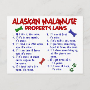 Cartão Postal Leis de propriedade ALASKAN MALAMUTE 2