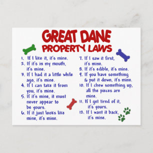 Cartão Postal Leis de Propriedade do GREAT DANE 2