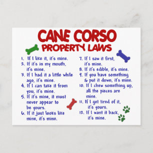 Cartão Postal Leis de Propriedades CANE CORSO 2