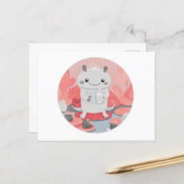 Cartão Postal Leite de Bebendo Axolotl