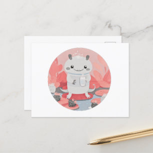 Cartão Postal Leite de Bebendo Axolotl