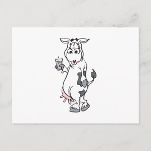 Cartão Postal Leite de bebendo por vaca bobo