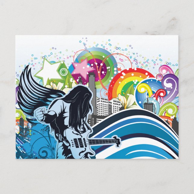 Cartão Postal Leitor De Violão ~ Rock Heavy Metal Banda Music (Frente)