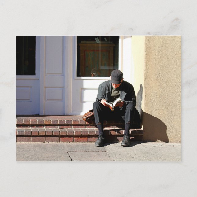 Cartão Postal Leitor em Papais noeis Fe, Novo México (Frente)