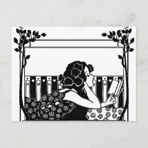 Cartão Postal Leitor vintage Art Nouveau