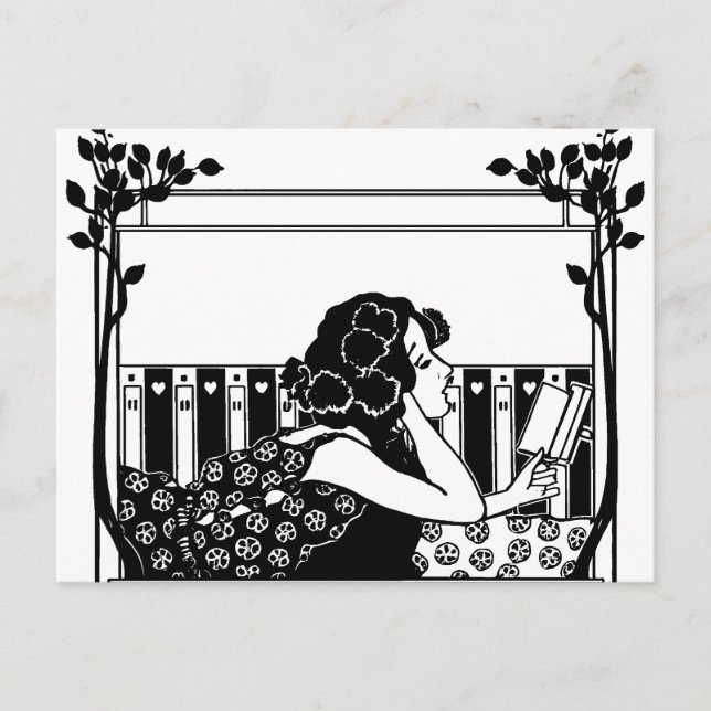 Cartão Postal Leitor vintage Art Nouveau (Frente)