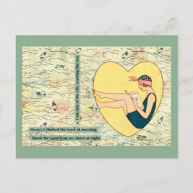 Cartão Postal Leitura De Beleza Banheira Na Praia (Frente)