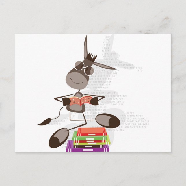 Cartão Postal Leitura de burro intelectual (Frente)