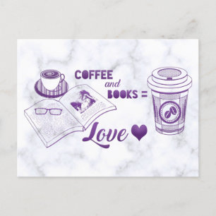 Cartão Postal Leitura de café e livros em branco