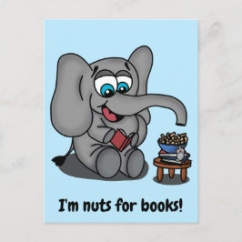 Cartão Postal Leitura de Elefante: Eu sou Loucos de Livros