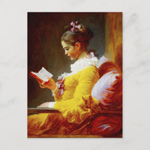 Cartão Postal Leitura de Menina - pintura do século XVIII