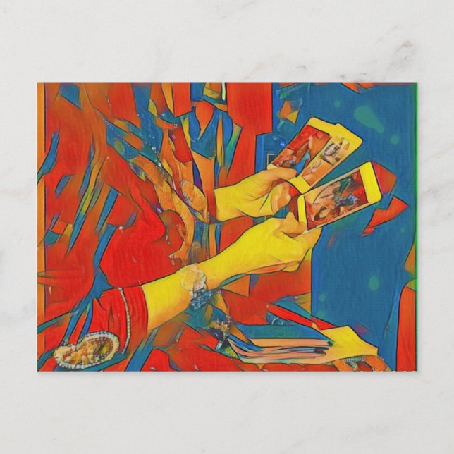 Cartão Postal Leitura de Tarô Físico Artístico (Frente)