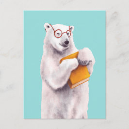 Cartão Postal Leitura de Urso Polar do geek