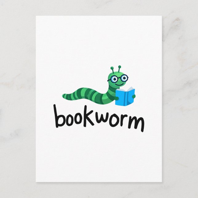 Cartão Postal Leitura do Bookworm Bonito Amigo com Livro (Frente)
