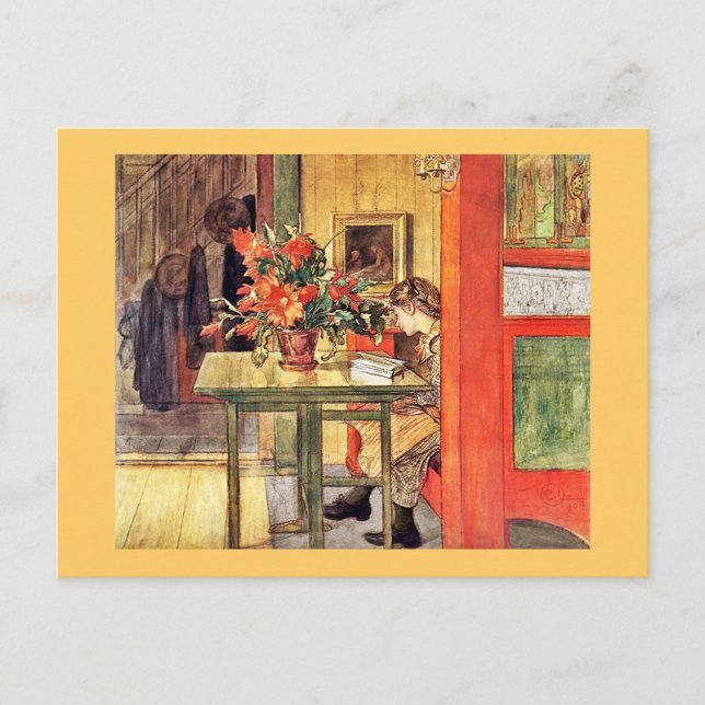 Cartão Postal Leitura do cacto vermelho e Lisbeth (Frente)