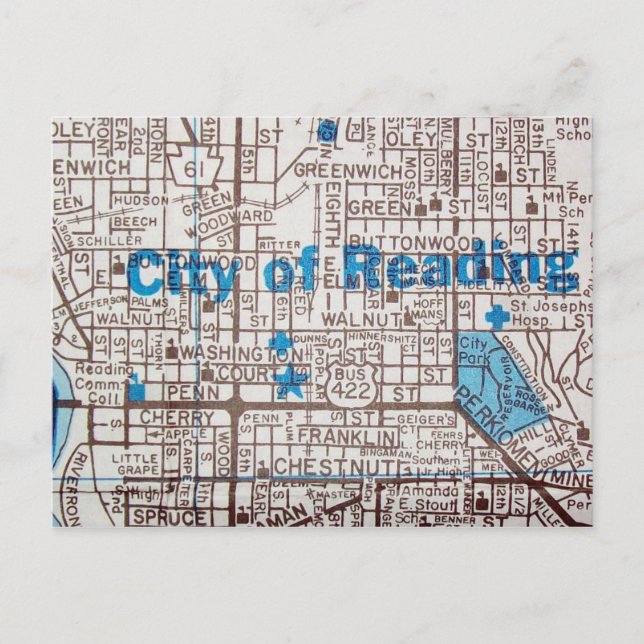 Cartão Postal Leitura, Mapa de Vintagem do PA (Frente)