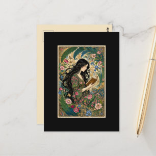 Cartão Postal Leitura no Jardim Art Nouveau 