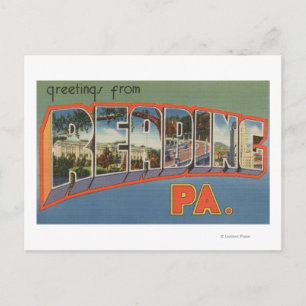 Cartão Postal Leitura, Pensilvânia - Cenas com Letras Grandes