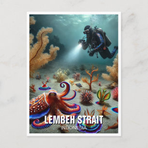 Cartão Postal Lembeh Strait Indonesia Scuba Diver