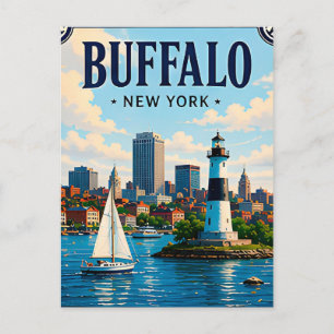 Cartão Postal 🌊 Lembrança de Férias em Buffalo Nova York do Lag