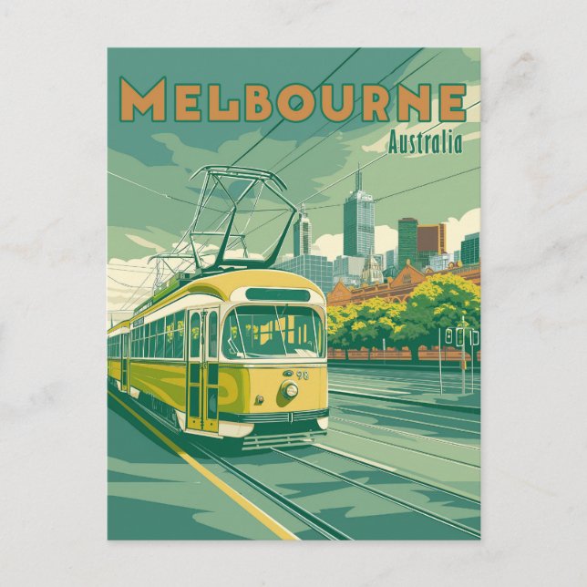 Cartão Postal Lembrança de Melbourne | Bonde de Melbourne Antigo (Frente)
