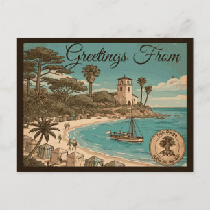 Cartão Postal Lembrança de Viagem Antiga San Diego Califórnia
