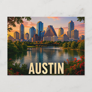 Cartão Postal Lembrança de viagem da frente do rio de Austin Tex
