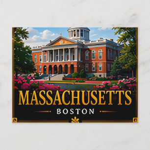 Cartão Postal 🏛️ Lembrança de Viagem de Massachusetts para Prim