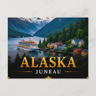 Cartão Postal 🏔️ Lembrança de Viagem do Alasca Viagem de Carro