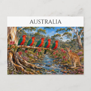 Cartão Postal Lembrança do fluxo de papagaios-reis da Austrália