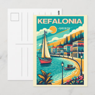 Cartão Postal lembranças de viagem kefalonia grécia vintage