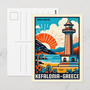 Cartão Postal lembranças de viagem kefalonia grécia vintage
