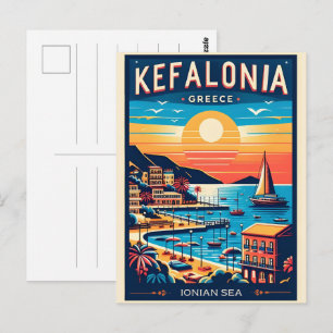 Cartão Postal lembranças de viagem kefalonia grécia vintage